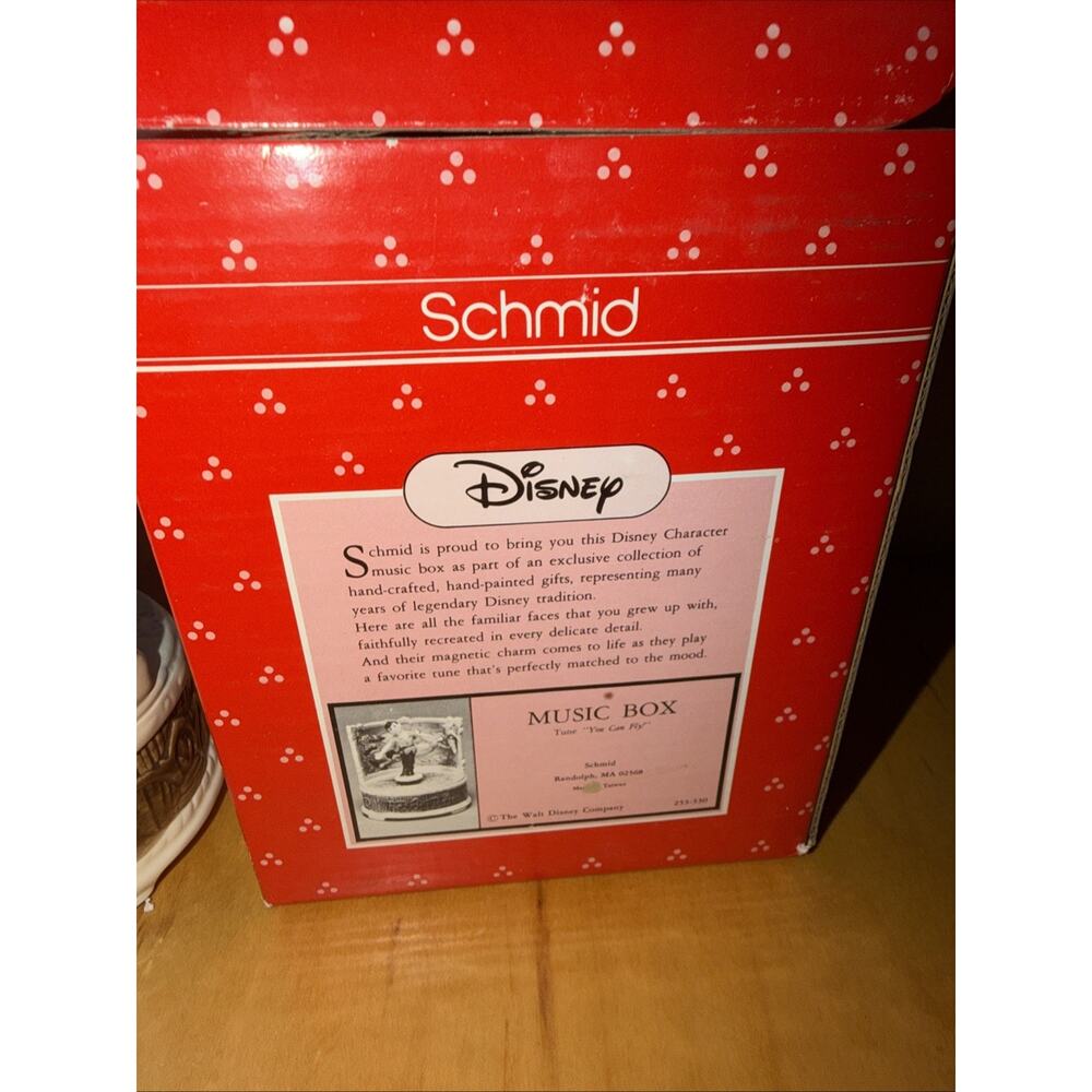 Vintage Schmid Disney Peter Pan Music Box Spins You Can Fly Ceramic - Picture 5 of 5